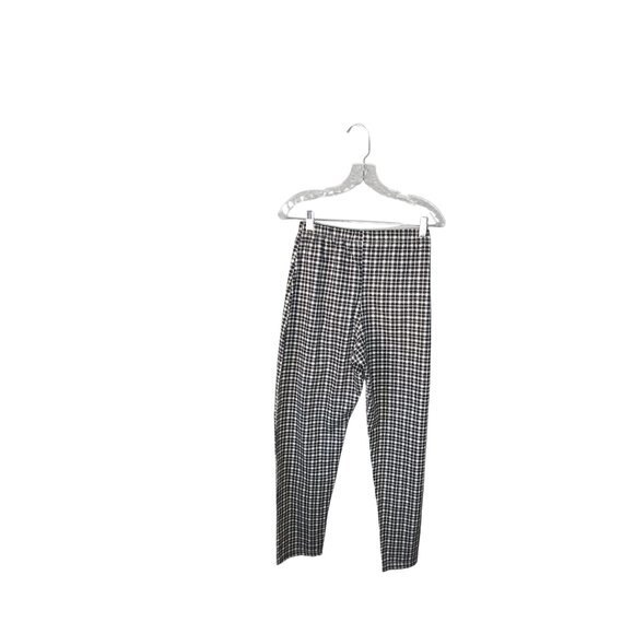 Vintage Black White Plaid Pants Women’s Size 31 Elastic Waist Tapered Trousers - Picture 3 of 4